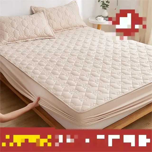 Non slip Simmons Mattress Protective Cover Dustproof Bedspread Three piece Set Gold Thickened, Sanded Fabric - Shop at LoveMi