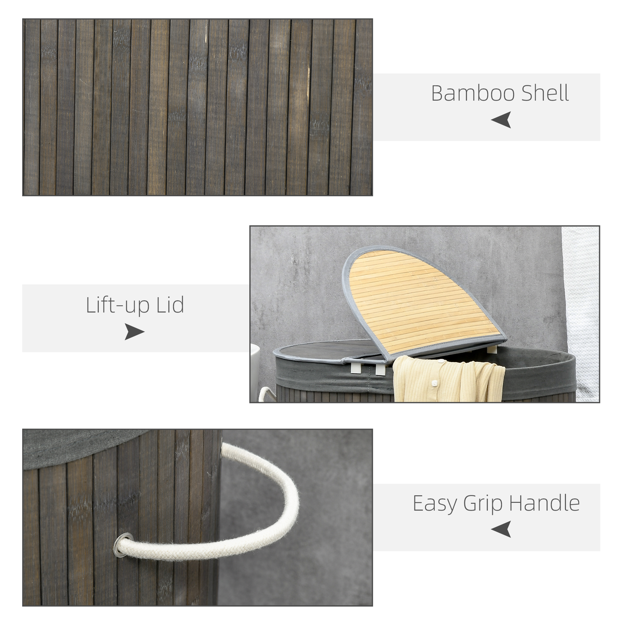 Bamboo Laundry Basket With Lid, 100 Liters, Double-layer Compartments — image 10