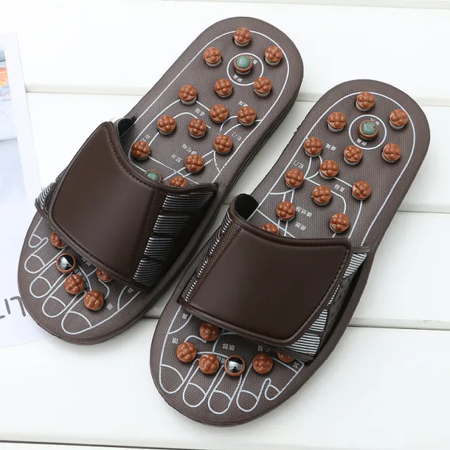 Acupoint Magnetic Therapy Spring Massage Shoes Spring Massage Slippers Brown - Shop at LoveMi