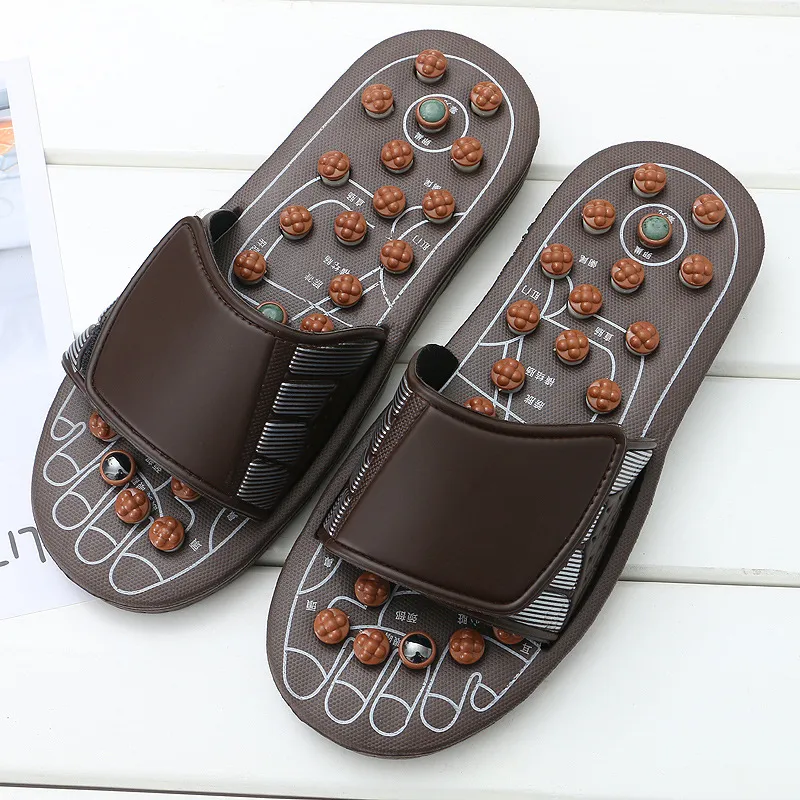 Acupoint Magnetic Therapy Spring Massage Shoes Spring Massage Slippers - Brown