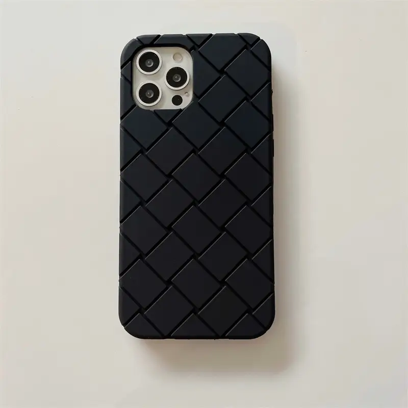 Simple Solid Color Plaid Silicone Phone Case