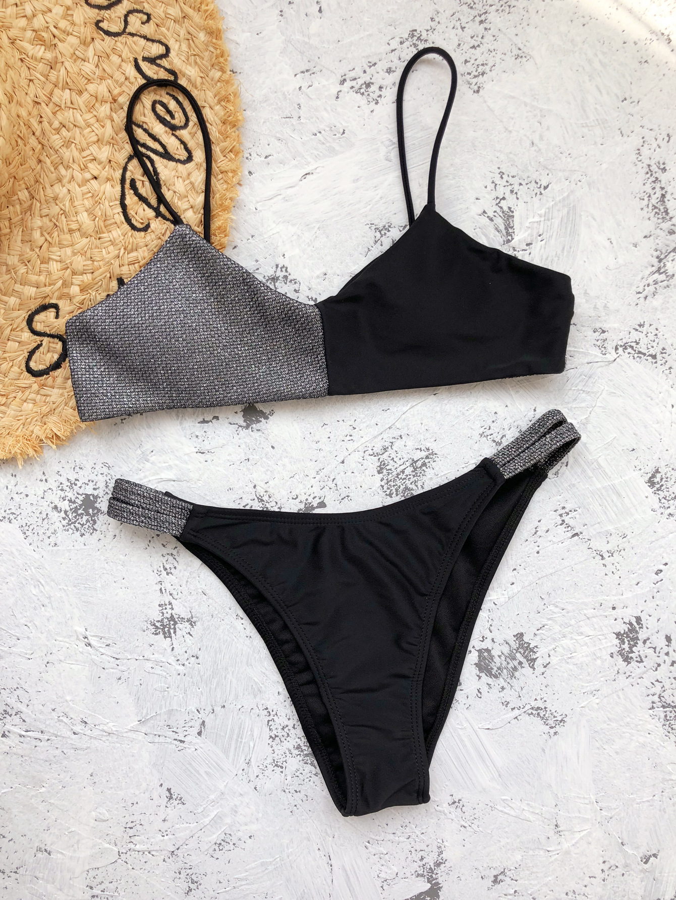 Sexy Ladies Split Swimsuit In Glitter Bikini