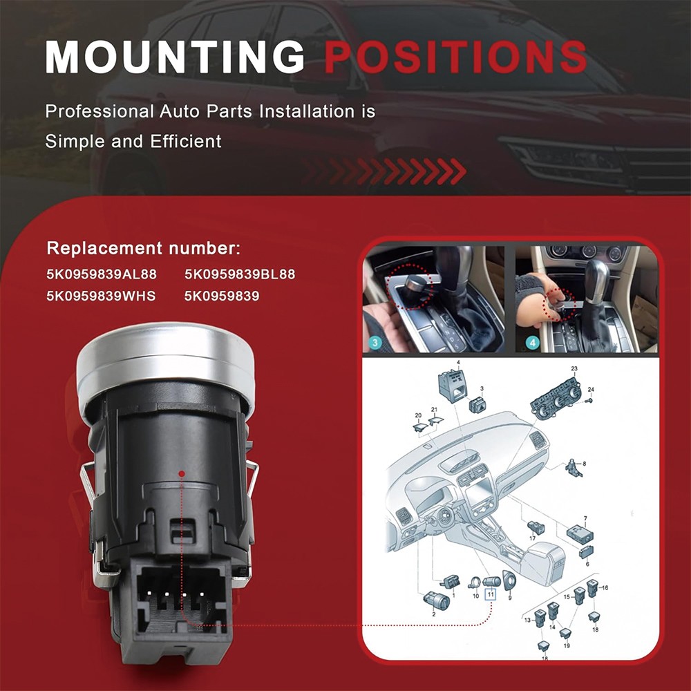 For VW Tiguan - 5NG959839 Start Engine Stop Button Ignition S Witch — image 2