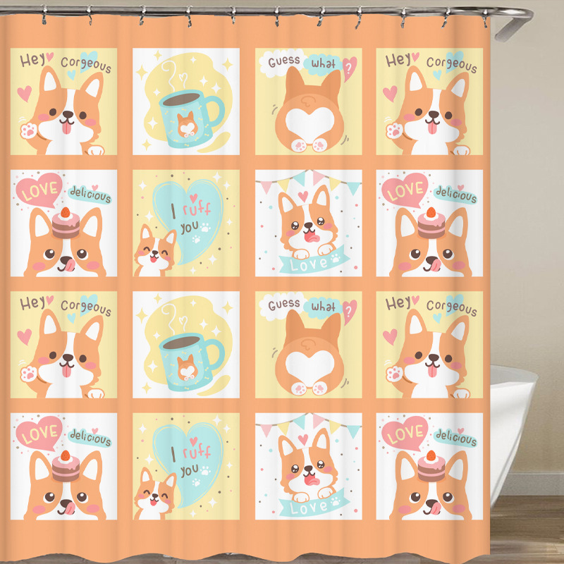 Title 4, Tarp Bath Partition Curtain Shiba Inu Corgi