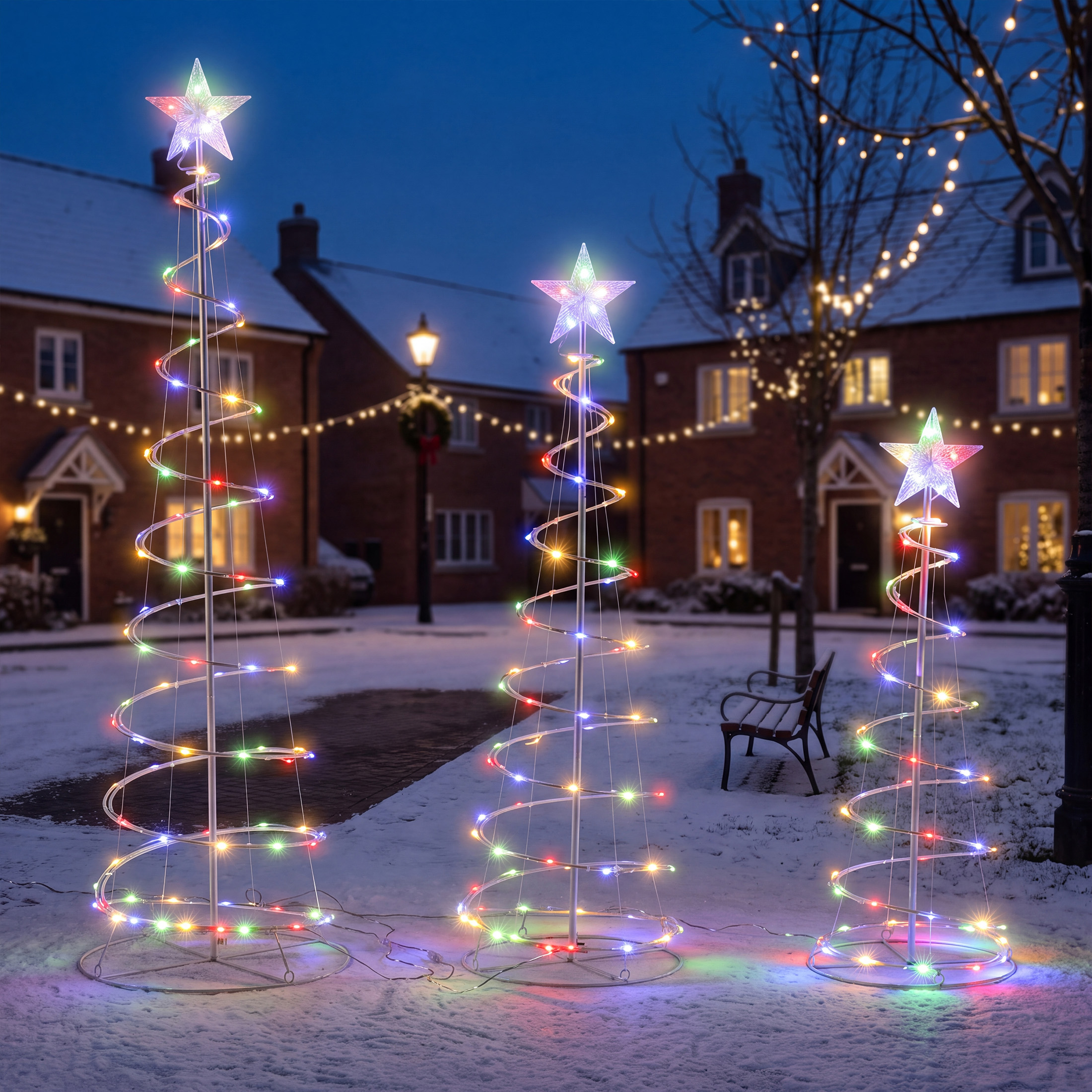 3-piece Spiral Christmas Tree, 3-4-5 Feet LED Garden Decoration Lights image 9