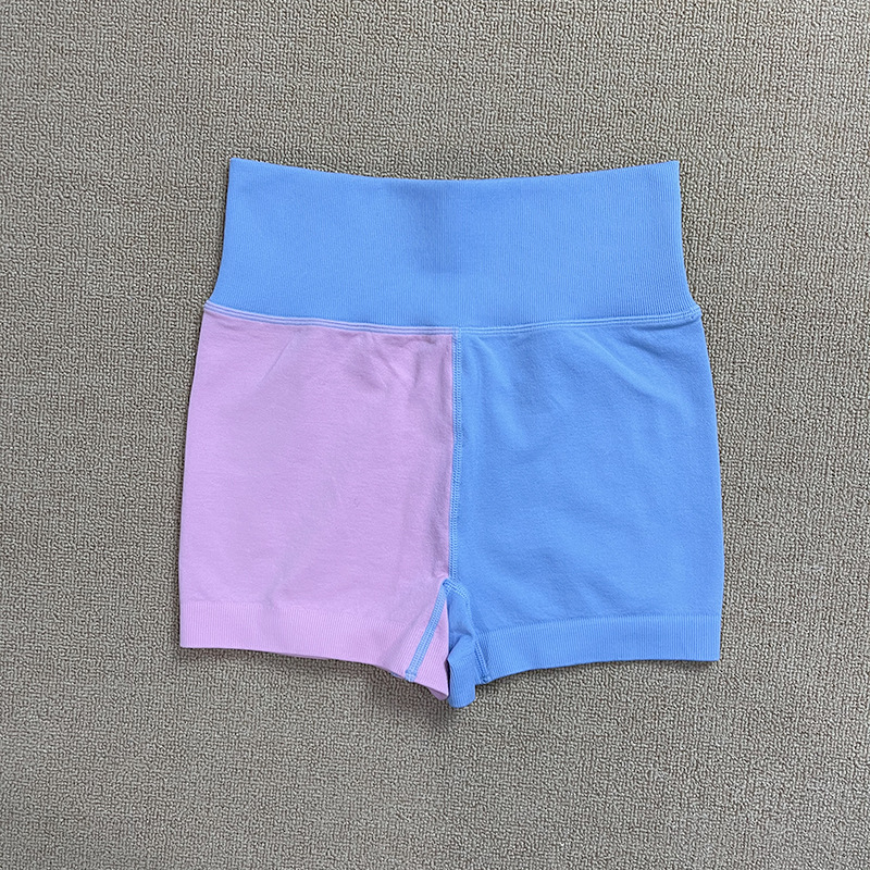 New BT Popular Color Stitching Sports Bra Short Sleeve Shorts Trousers Four-piece Suit