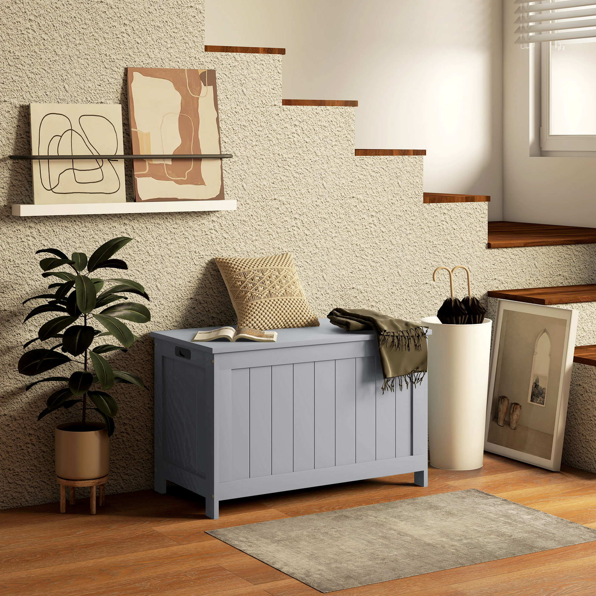 Storage Box, Modern Style, With 2 Safety Hinges And Hollow Handles, Wooden Toy — image 5