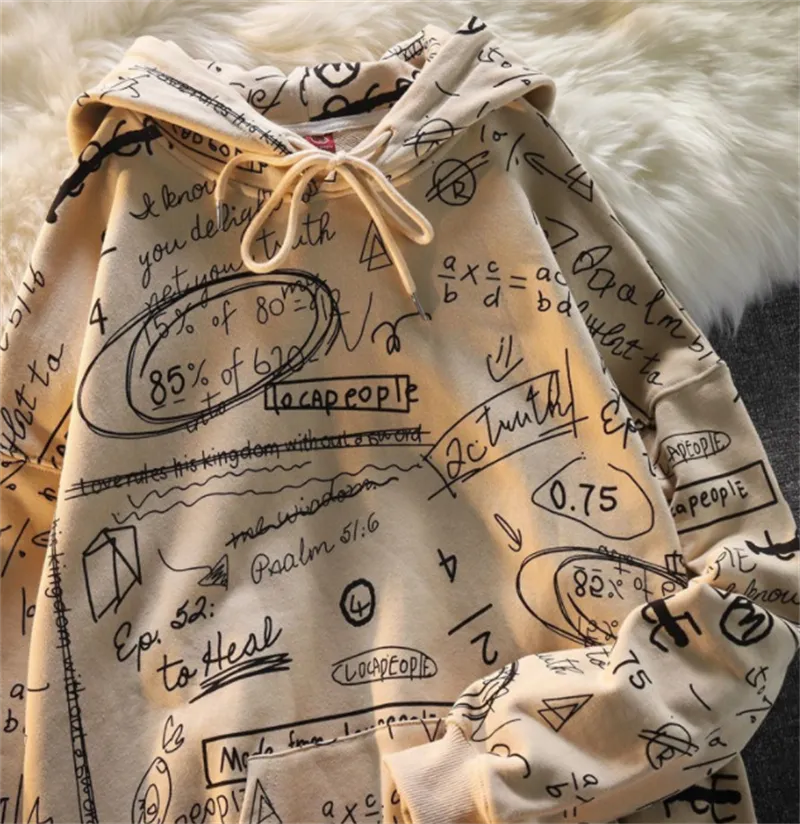 Hooded Ins Trendy Graffiti Women's Sweater - Apricot