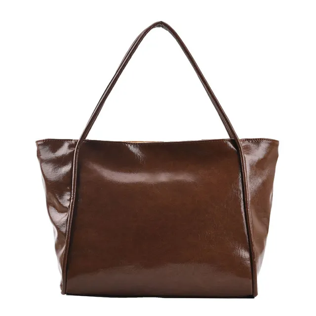Large capacity Casual Personality Car Stitching Solid Color PU Brown - Shop at LoveMi