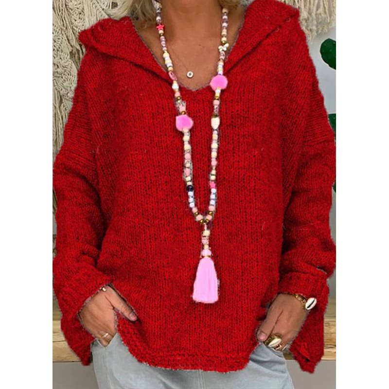 Solid Color Hooded Pullover Long Sleeves