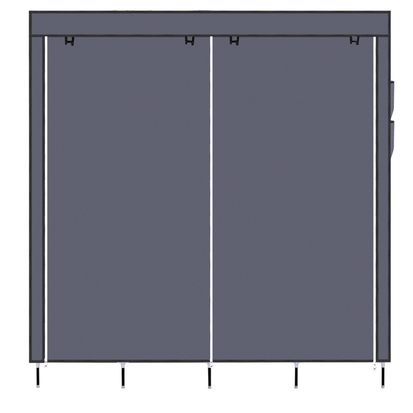 67 Inch Clothes Closet Portable Wardrobe Clothes Storage Rack 12 Shelves 4 Side Pockets Gray
