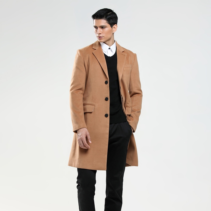 Autumn And Winter Men's Woolen Coat Slim And Long