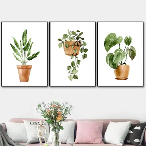 Simple Style Green Plants Wall Art Picture Tropical Leaves