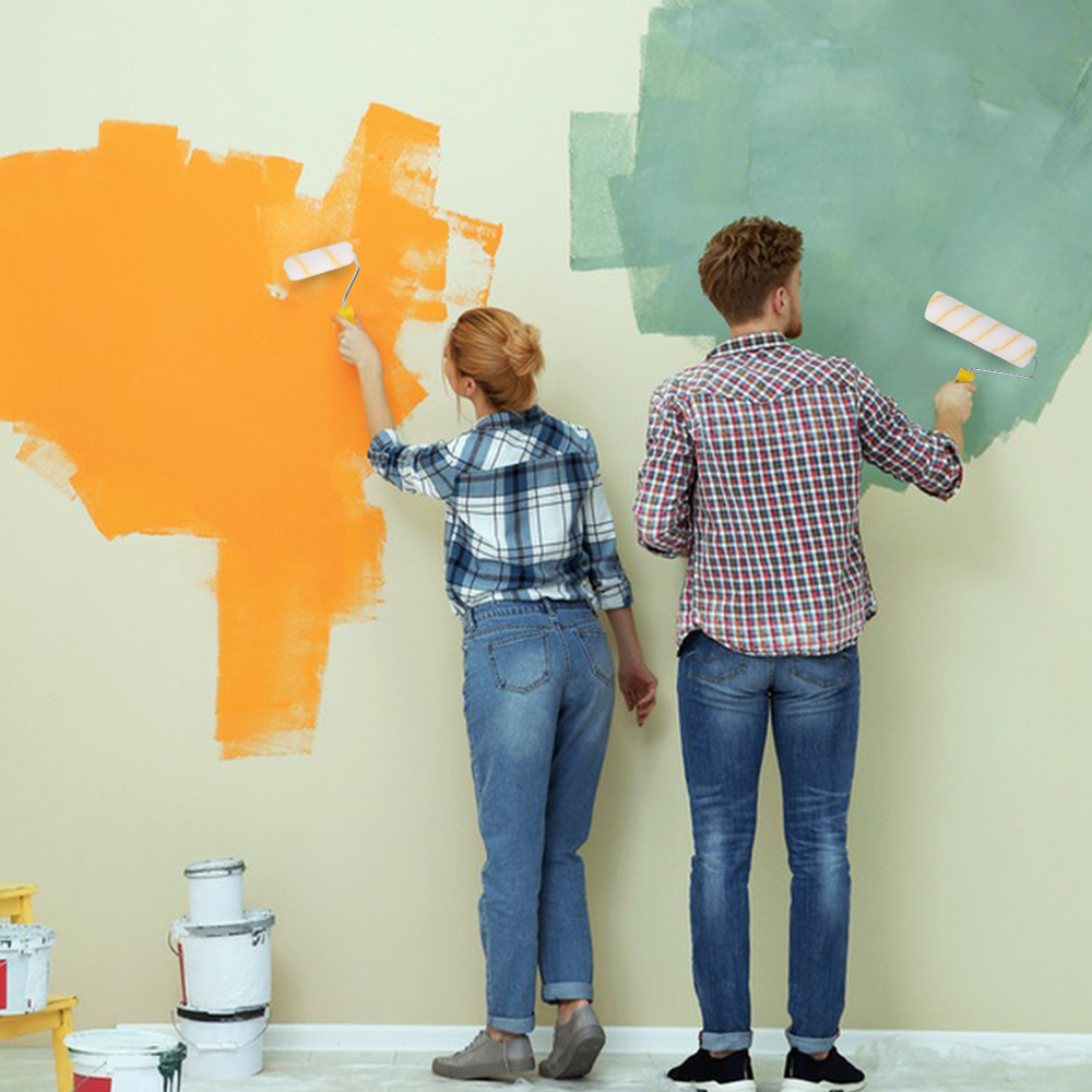 Paint Roller Set Paint Rollers With Extension Pole Tray Paint Brush Roller Sleeves For Painting Wall Ceiling