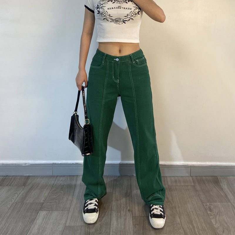 European And American Fashion Topline High-waisted Straight-leg Pants
