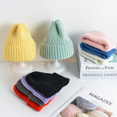 Korean Children's Knitted Hat Spring And Autumn Candy Color