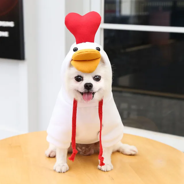 Fruit Dog Clothes Two legged Hooded Outfits Green Fleece Clothing Autumn Winter Hoodies White Chick - Shop at LoveMi