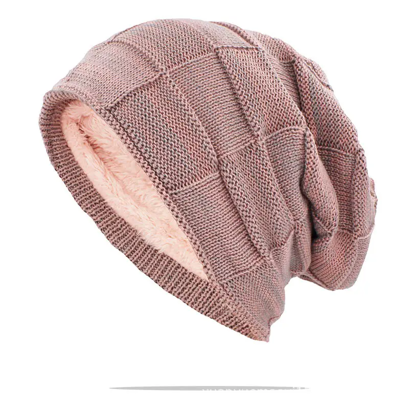Men's And Women's Fleece Thickened Mixed Color Knitted Hat Autumn And Winter