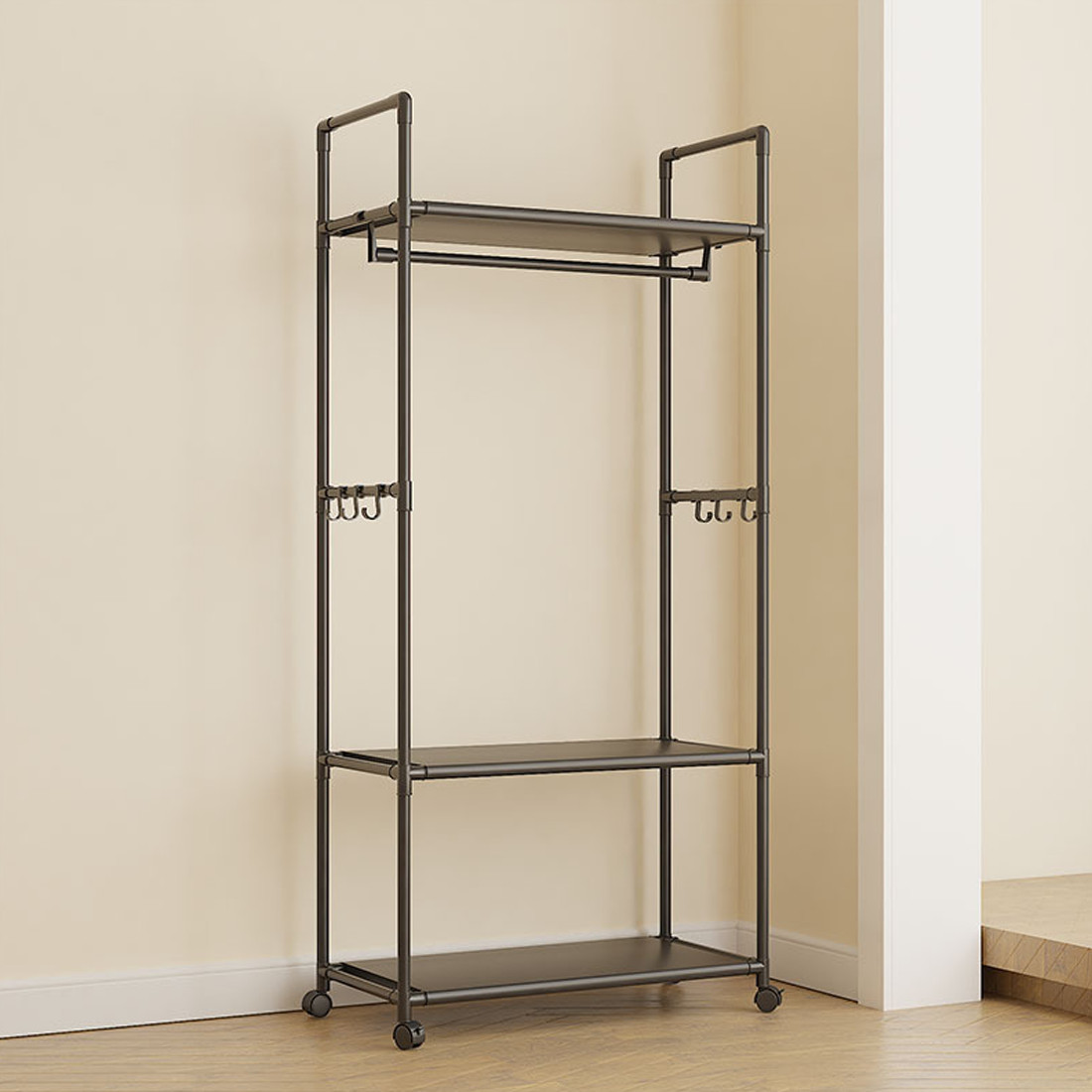 Clothes Rail Garment Hanging Stand Shoe Rack Home Storage Shelf Black — image 10