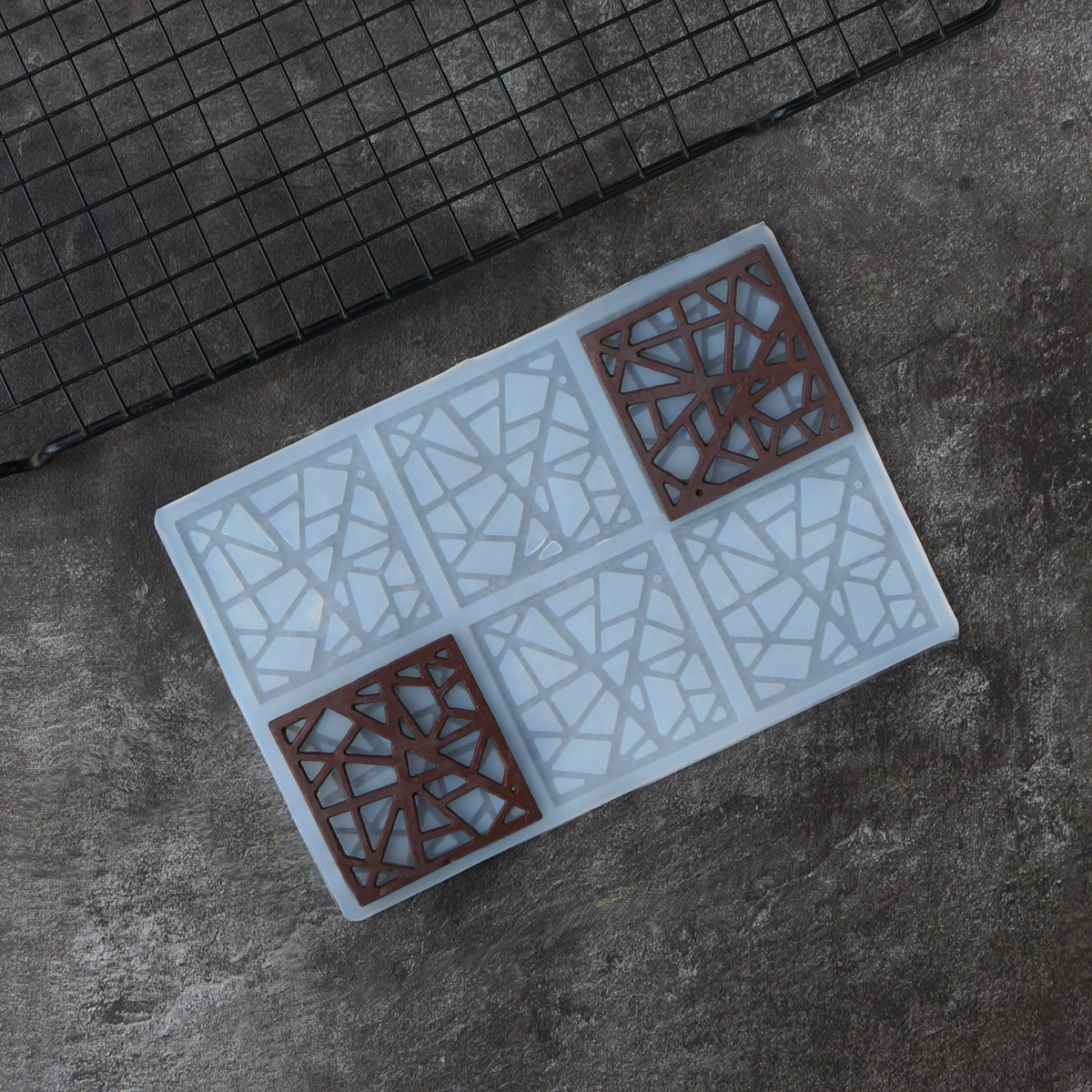 Title 4, Irregularly Broken Square Chocolate Silicone Mo...