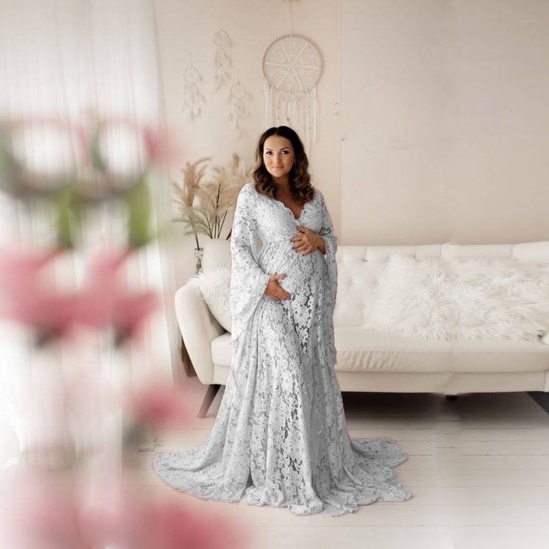 Lace Perspective Loose Slit Tail Dress