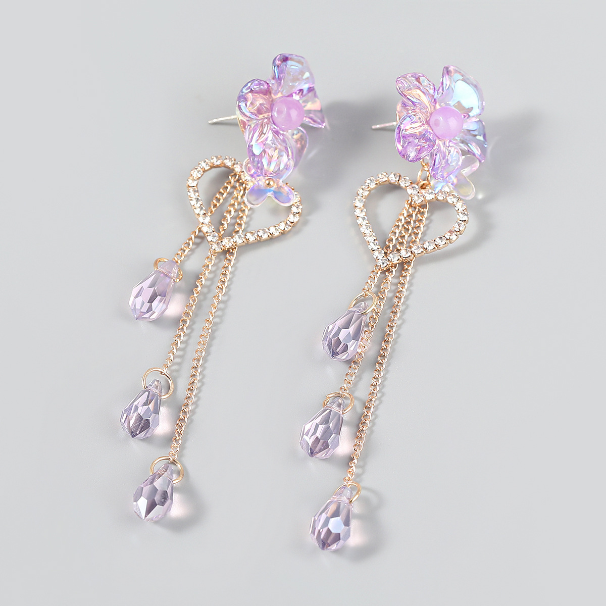 Alloy Diamond And Acrylic Resin Flower Imitation Pearl Earrings