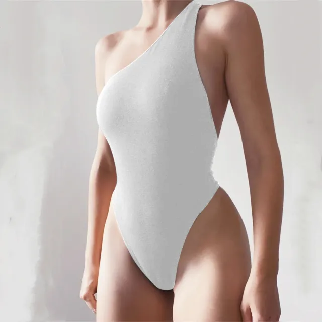 One piece Slanted Shoulder Halter Sexy Net Red Style Design Sense White - Shop at LoveMi