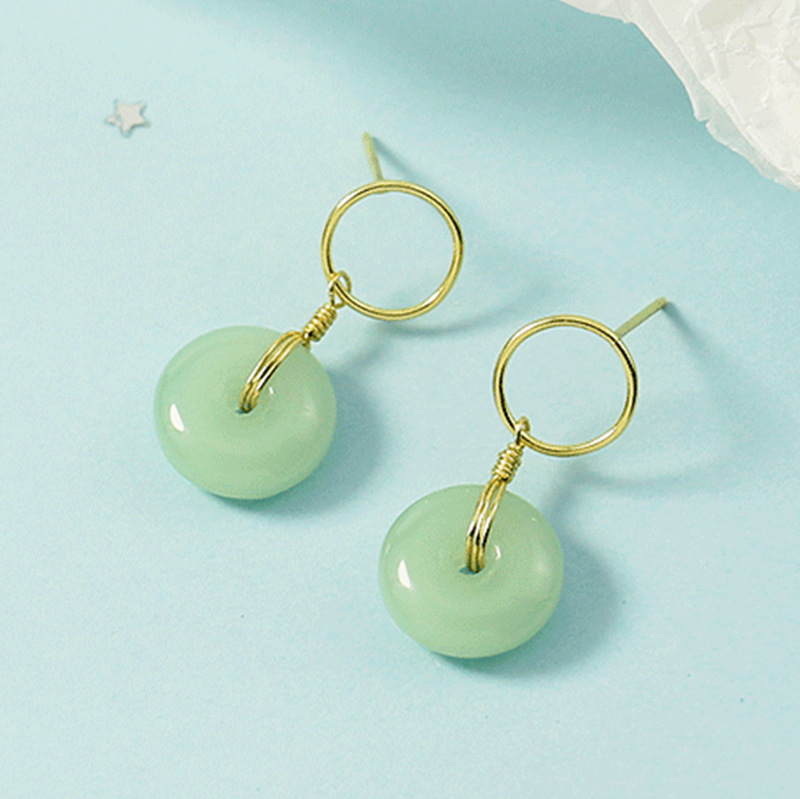 Peace Buckle Hetian Jade Earrings Women