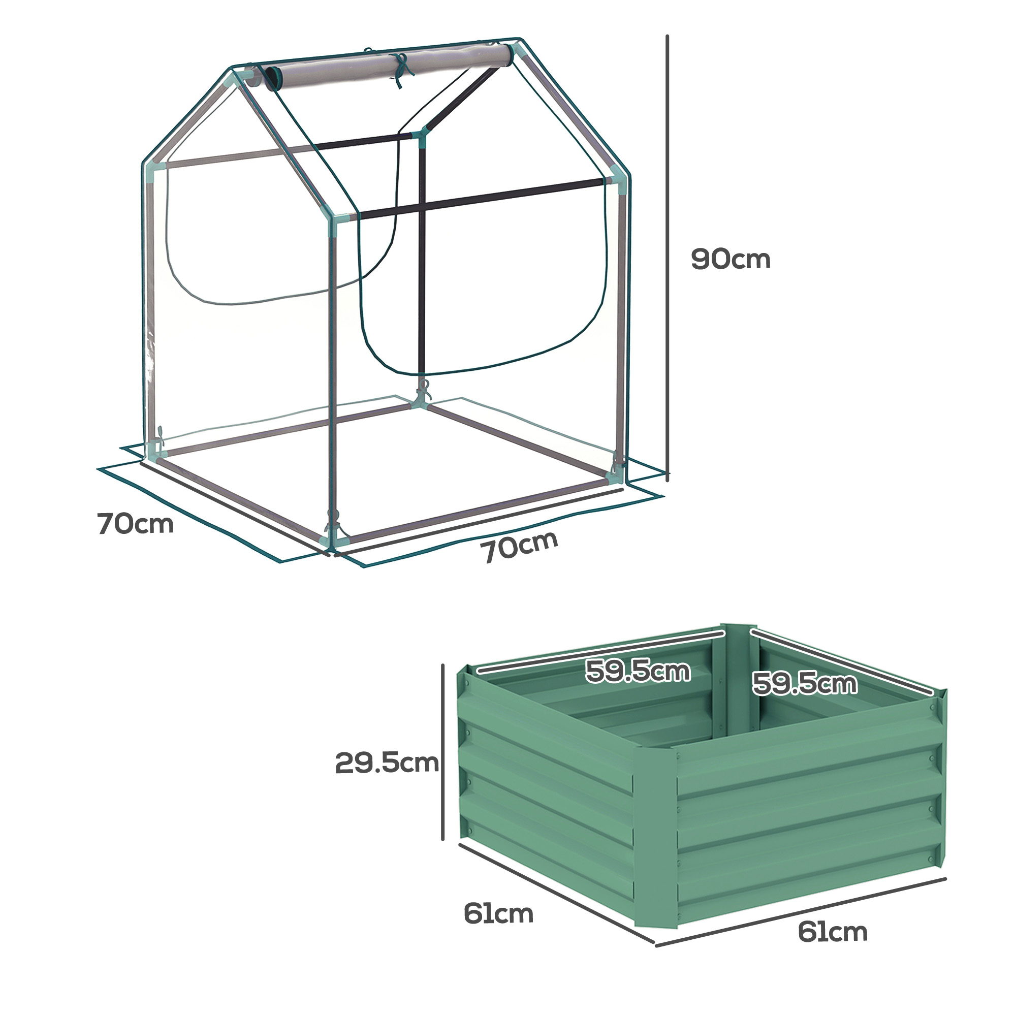 61 X 61cm Garden Planting Bed With Cover