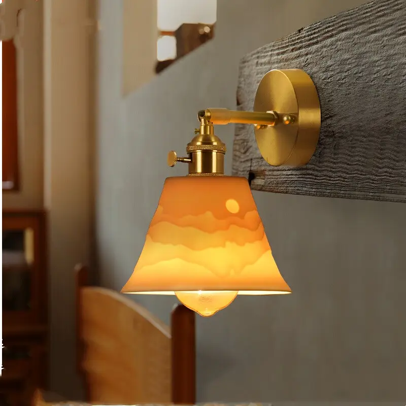 Japanese Retro Nordic Simple Bedside Brass Wall