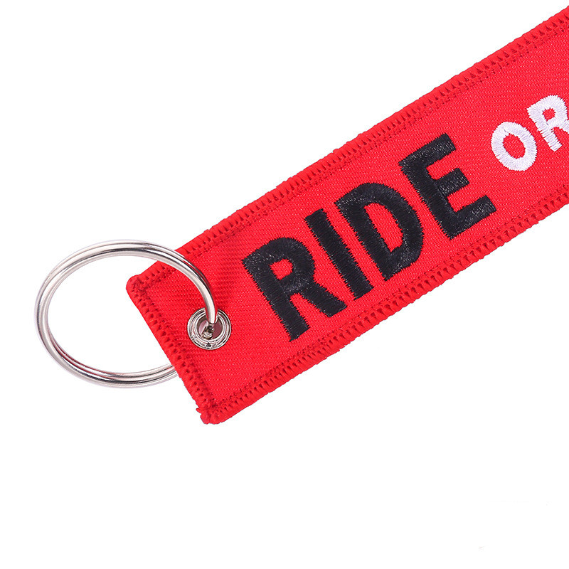 Title 4, Black Embroidered Motorcycle Car Key Ring On Re...