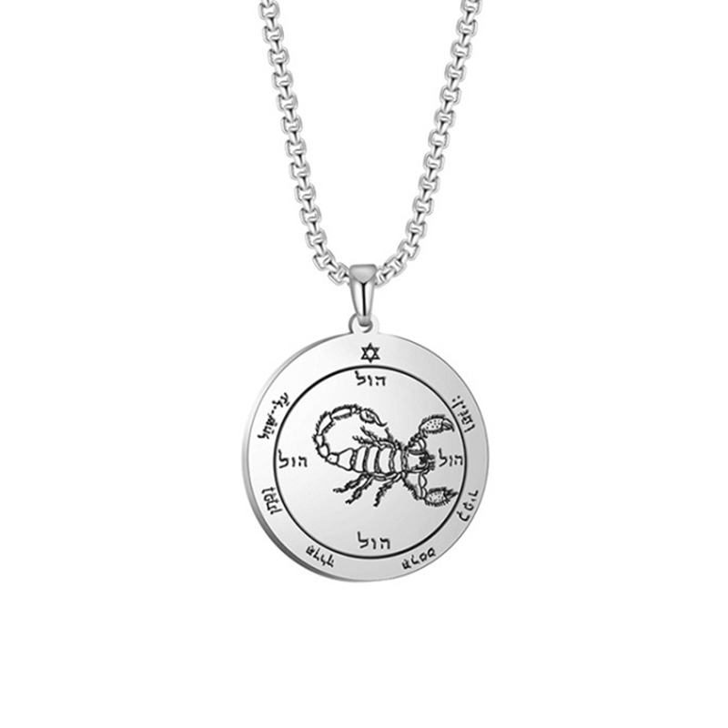 Mysterious scorpion pendant necklace hexagram scorpio round