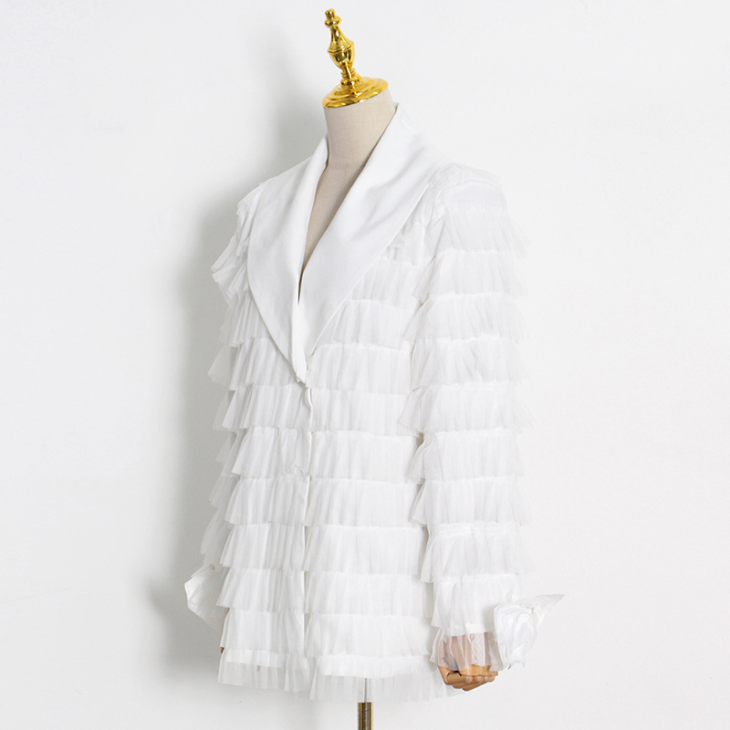 Princess Style Multi-layer Mesh Panel Coat Cuff Cake Style Women's Suit