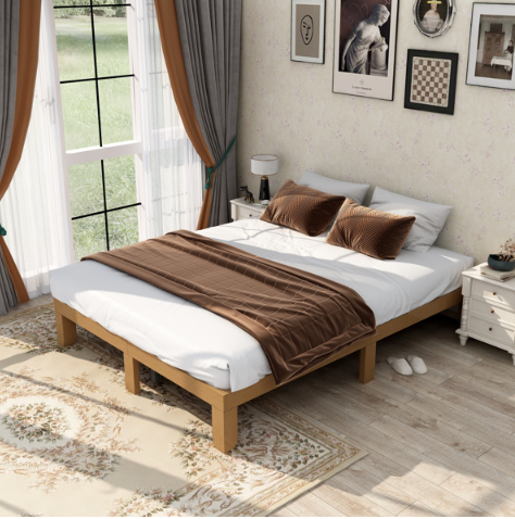 Large Wooden Platform Bed Frame - Image 1 of 1