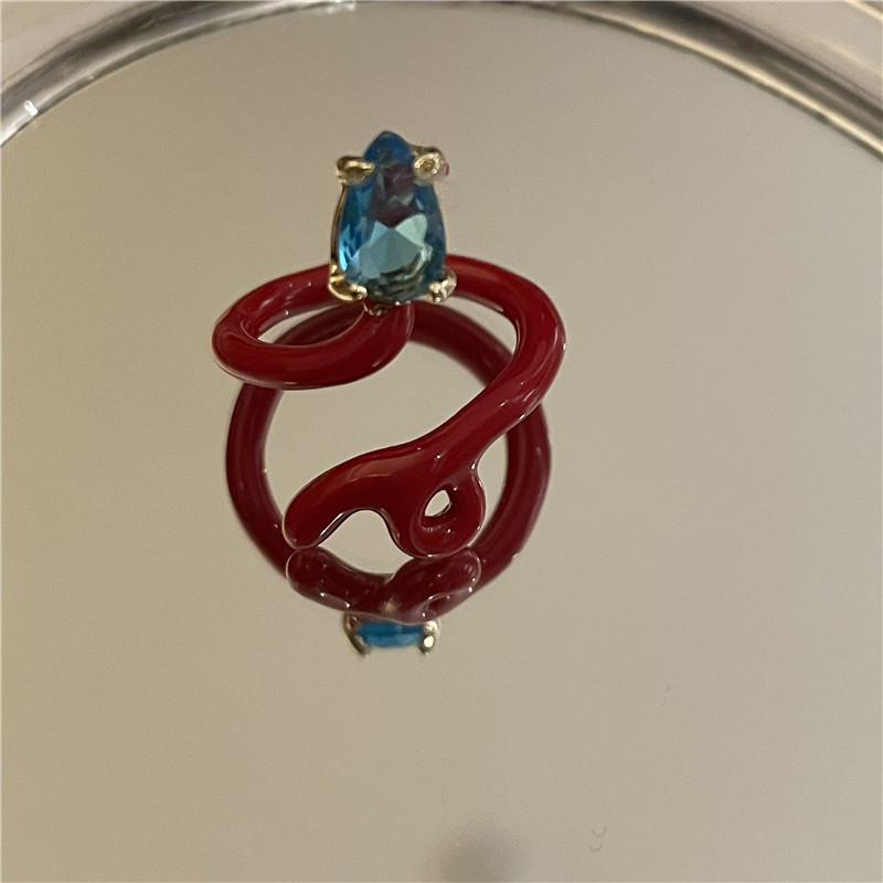 New Simple Colorful Resin Crystal Snake Animal Adjustable Ring