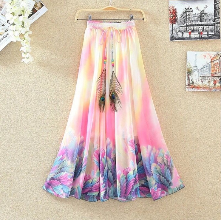 Title 4, National Printed Chiffon Skirt Lightweight and ...