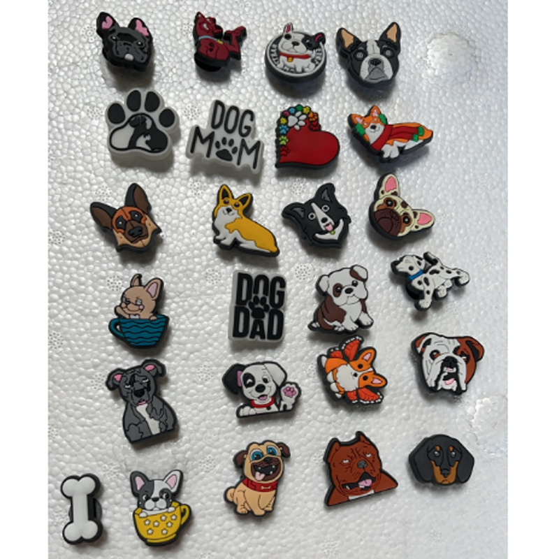 25pcs New Cartoon Animal Dog Series Hole Shoes, Flower Shoes, Buckle Accessories, Cute Garden Shoes Decoration