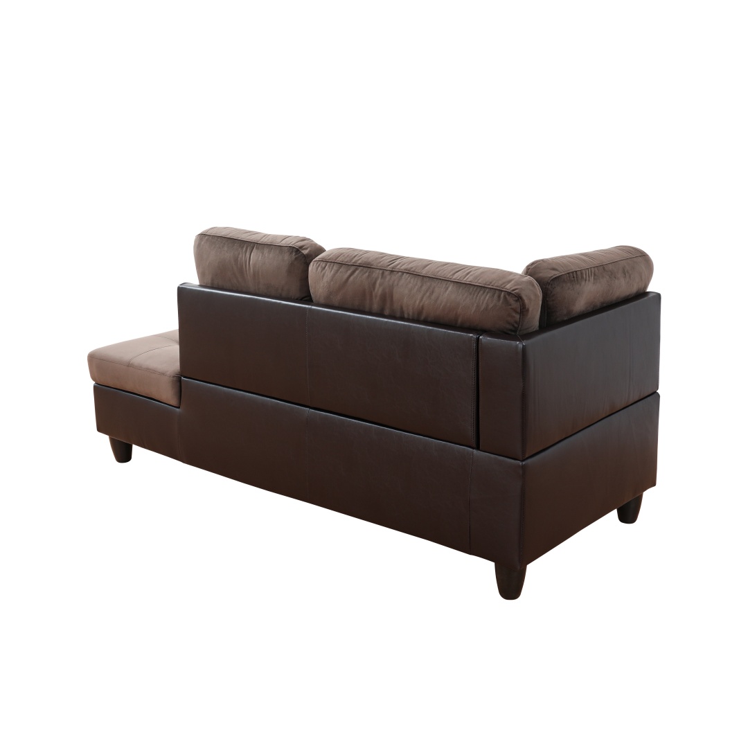 Pickup Only--Dark Brown Flannel And PVC 3-Piece Couch Living Room Sofa Set