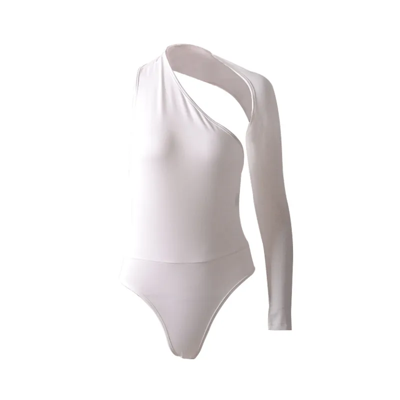 One Shoulder Bodysuit Street Milk Silk - White