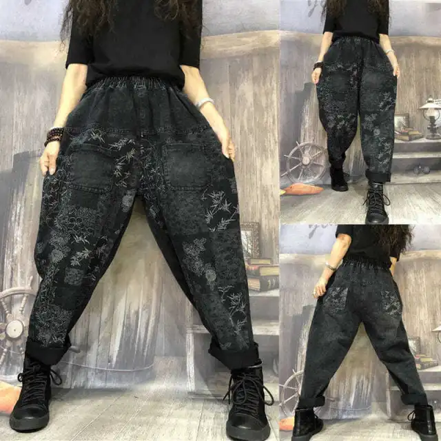 Daddy Pants Casual Harem Pants Cropped Pants Dark Grey - Shop at LoveMi
