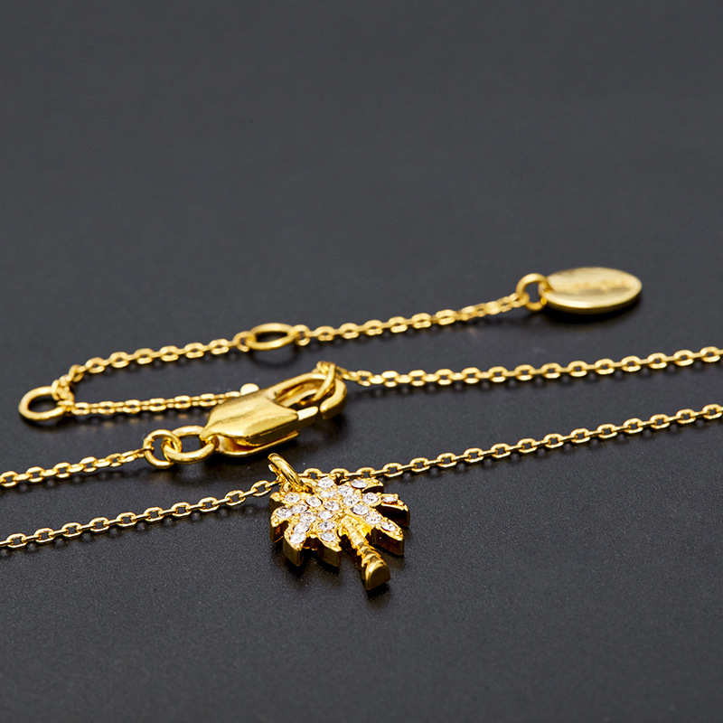 Small And Simple Coconut Tree Fashion Diamond Mini Clavicle Chain