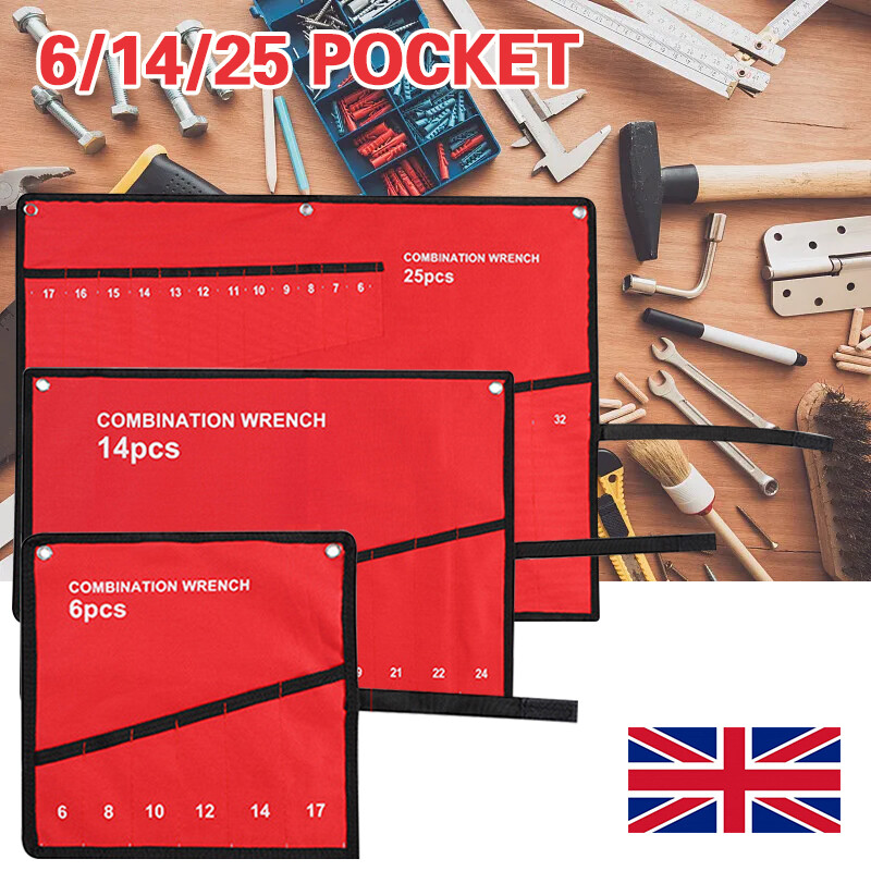 25 Pocket Canvas Spanner Wrench Storage Bag Tool Roll Up Organizer Pouch Case. — image 6