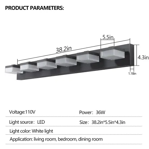 Modern 6 Lights Black LED Makeup Mirror Fixtures For Bathroom And Vanity Unavailable Platforms- Temu