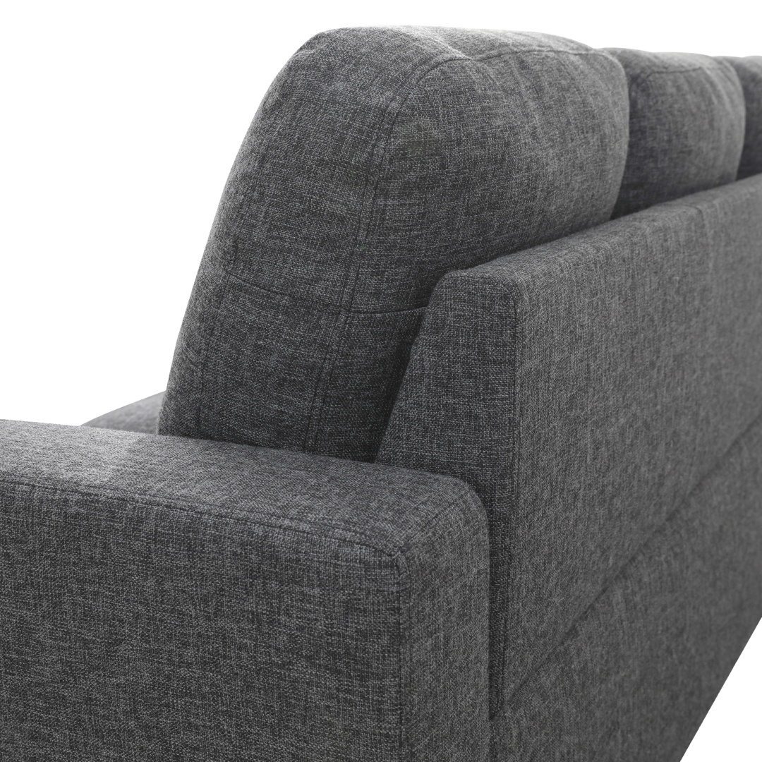 Pickup Only--Black Grey Linen 3-Piece Couch Living Room Sofa Set