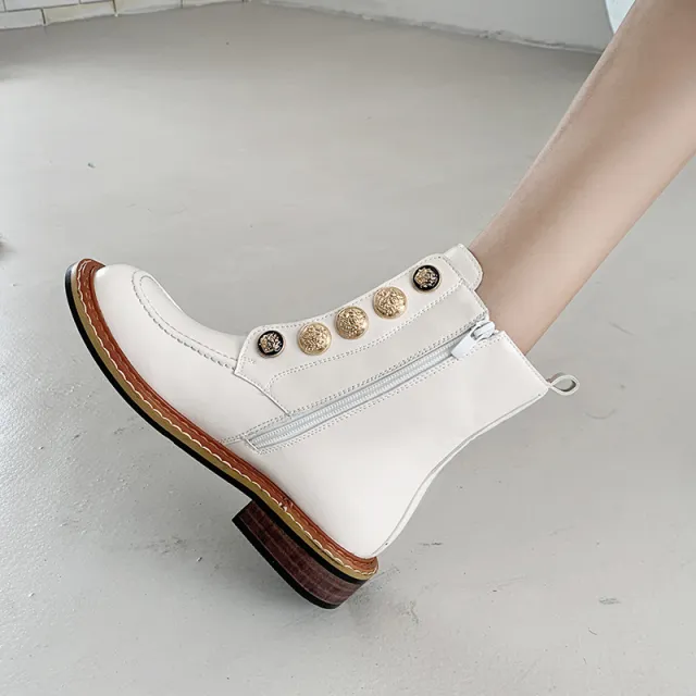 Flat bottomed Lace up Low heel Square Shoes Beige - Shop at LoveMi