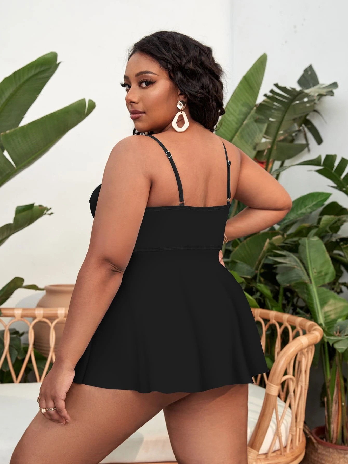 Large Print Skirt Tankini Bikini Split Women's Swimsuit