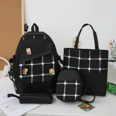 Women's Large Capacity Backpack For Junior High School Students - Black - View 1