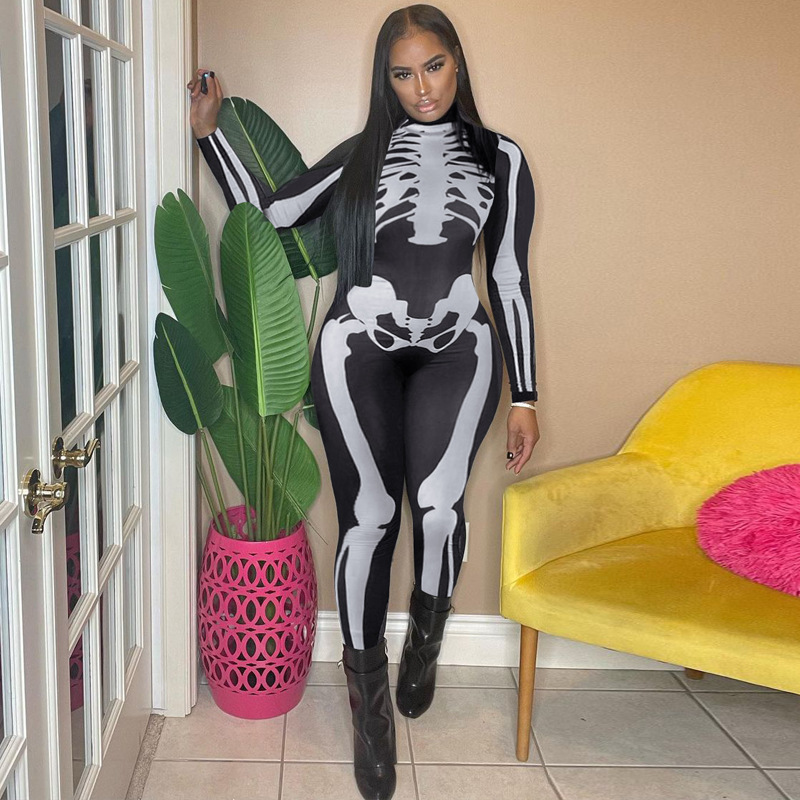 Title 4, Damen Fashion Skull Skeleton Jumpsuit Bequemer ...