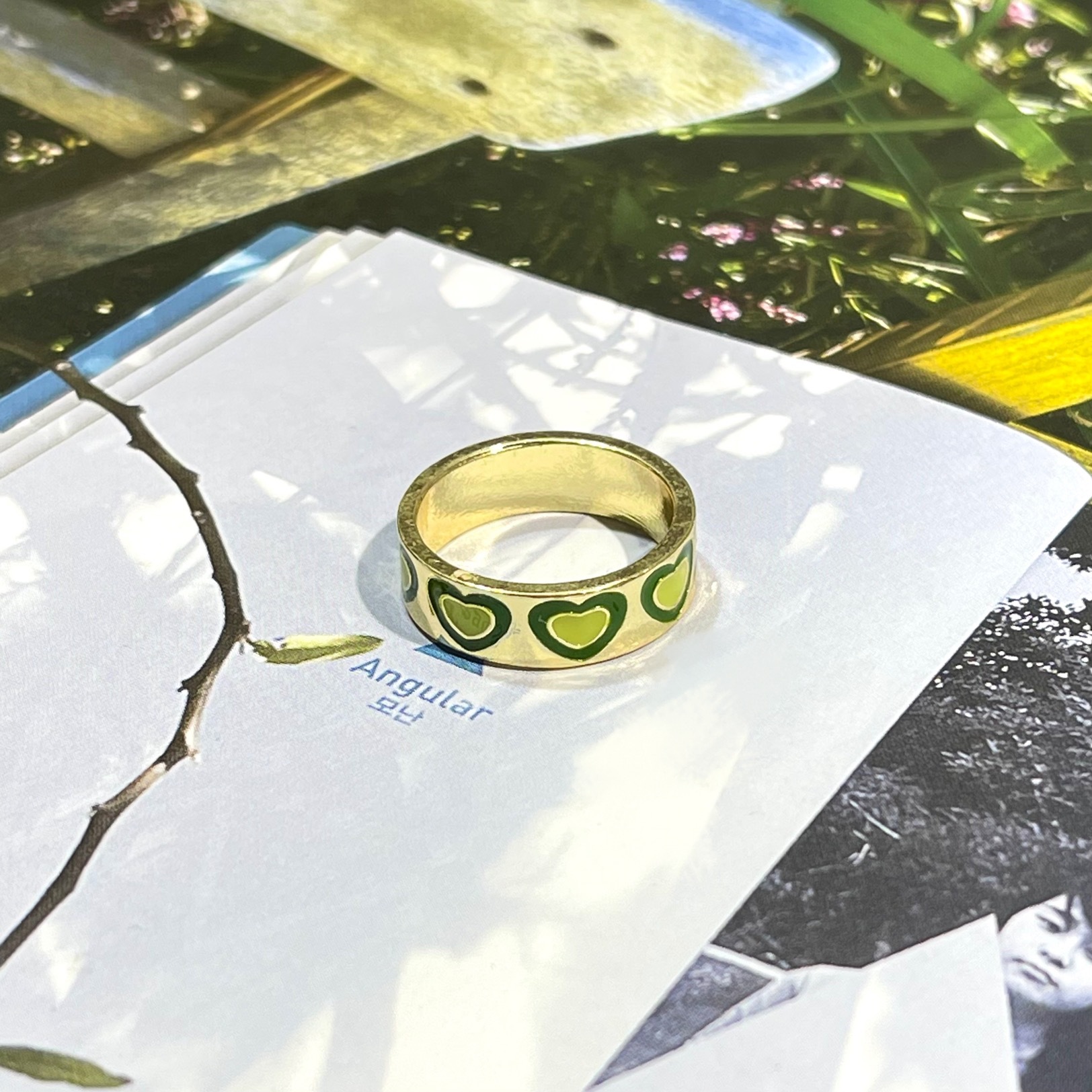 Sweet Love Contrast Oil Dropping Plain Ring