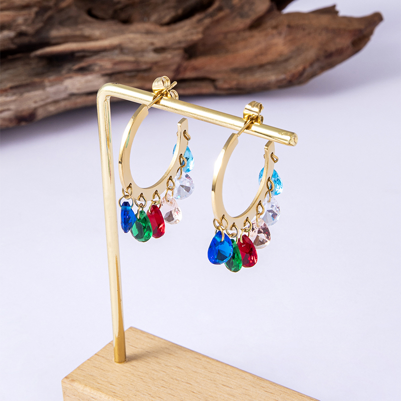 Title 2, Boucles doreilles ouvertes en zircon cristal s...